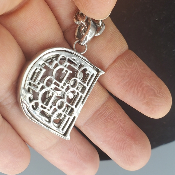 Silvertone Letter D Rhinestone Necklace - Picture 3 of 4